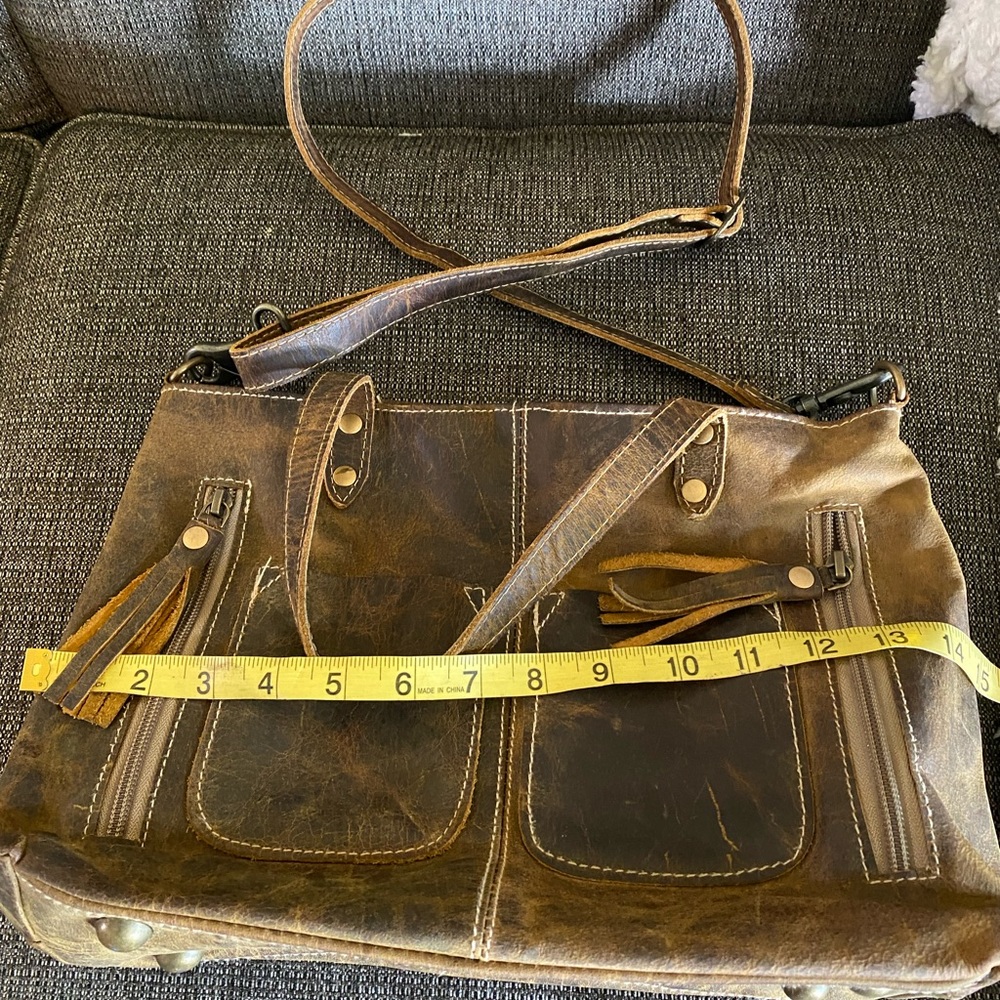 Brown leather purse large